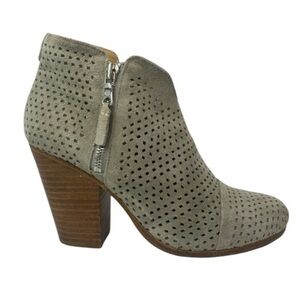 Rag & Bone Margot Gray Suede Perforated Almond Toe Ankle Boots Size 37